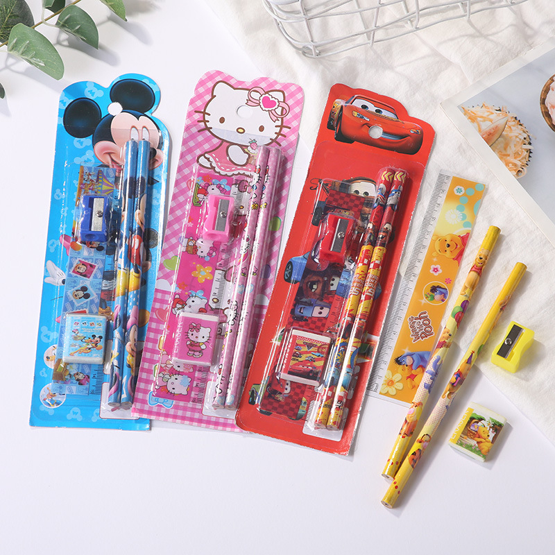 Bộ dụng cụ học tập 5 chi tiết, đồ dùng học tập dễ thương cute giá rẻ làm quà tặng học sinh