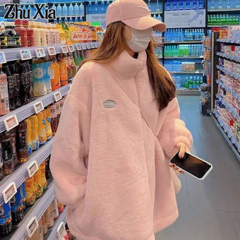 Áo khoác nữ zhu XIA Áo Hoodie Áo khoác lông ấm dày dài rộng trung bình Lông Thú Giả