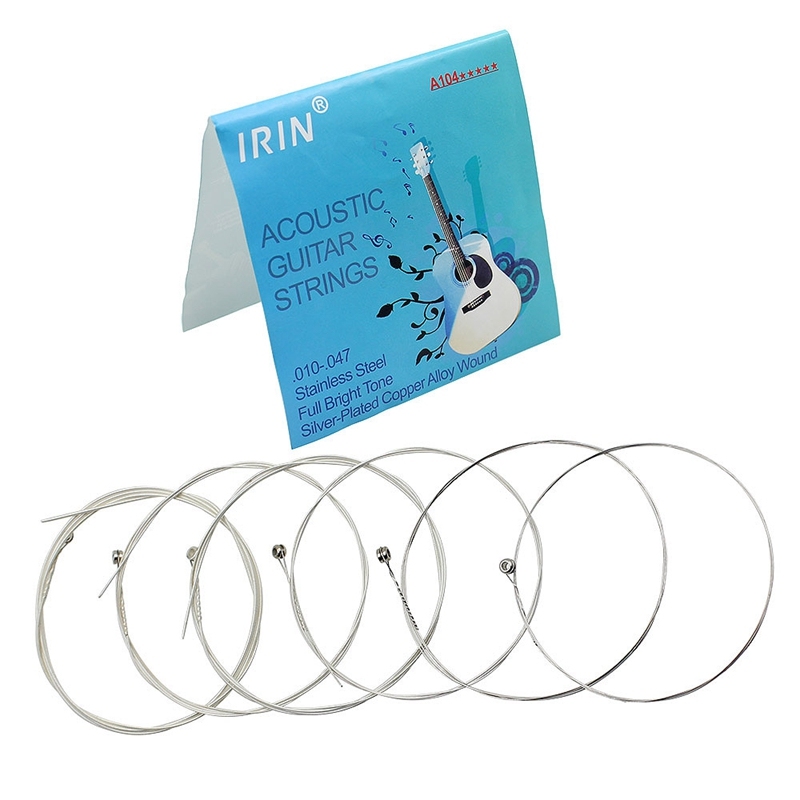 IRIN A104 Acoustic Guitar Strings 6Pcs/Set Copper Alloy Silver Plated String Guitar Parts Replacement 0.010-0.047 Malaysia