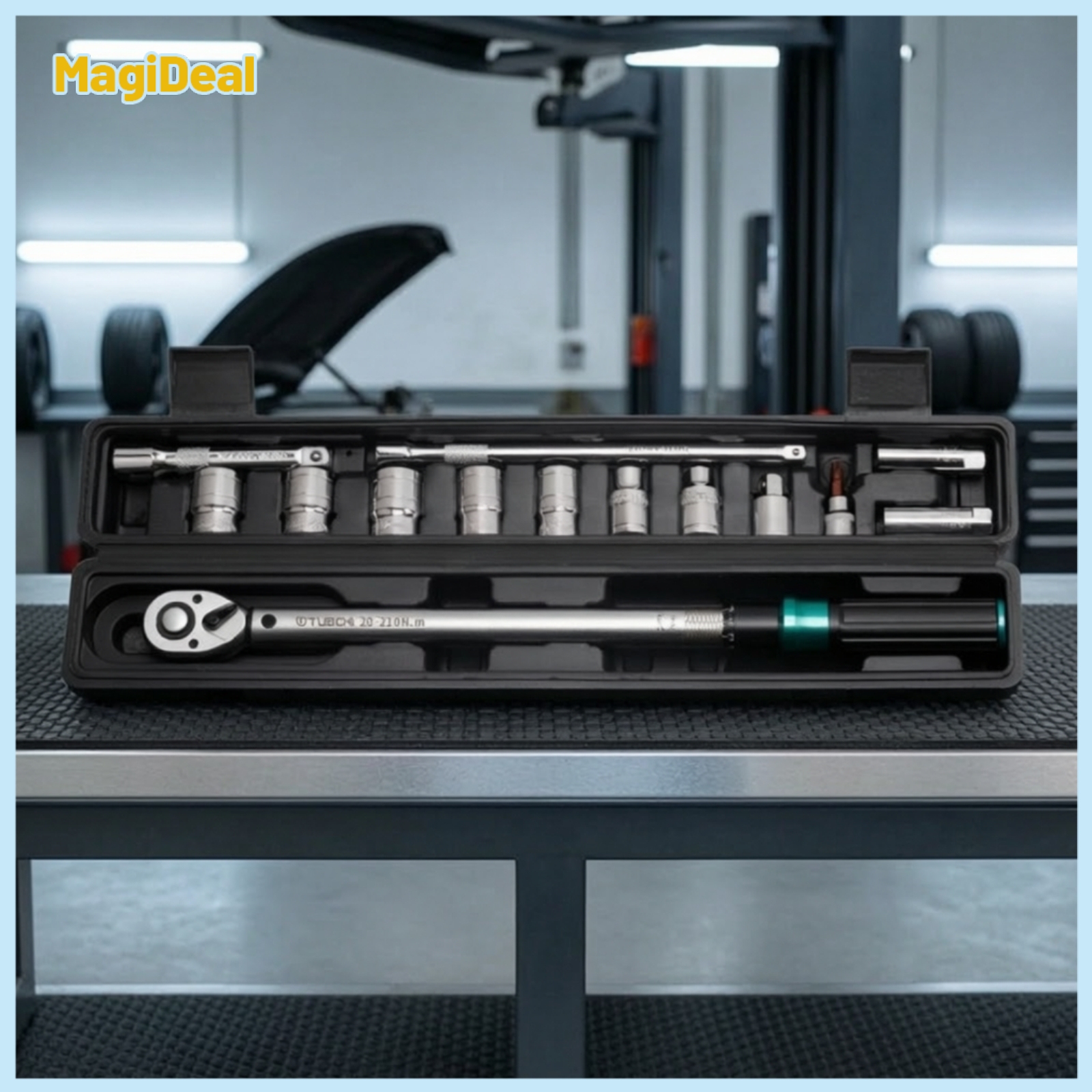 MagiDeal 14 Pieces Ratcheting Tension Wrench with Socket Set Adjustable Tension Wrench Set Accurate Tool Long-Lasting for Automotive Repair ราคา 2,963 บาท*ส่งฟรี