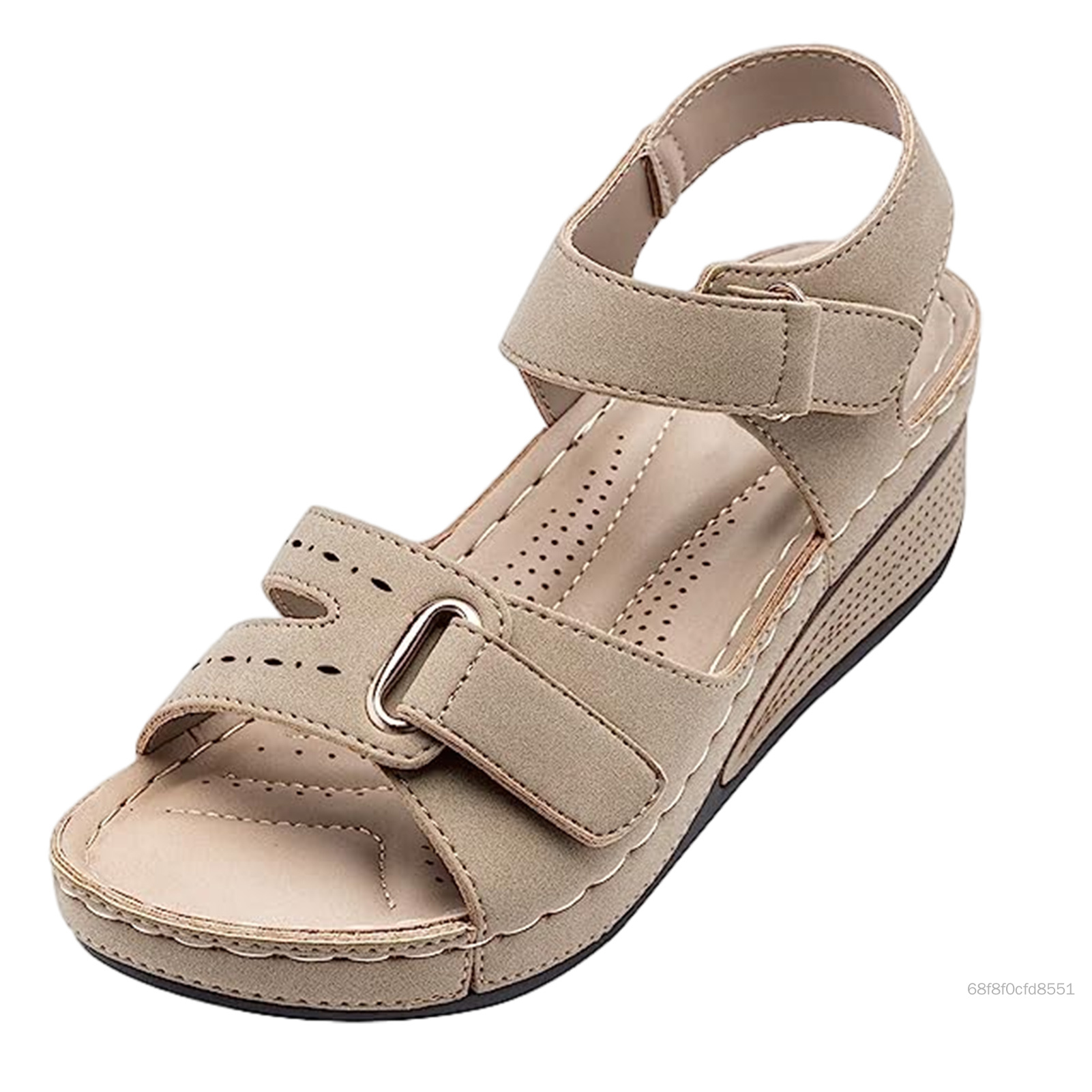 แฟชั่นผู้หญิง Retro Wedge รองเท้าแตะ Velcro ลื่นสบายสบายๆกีฬากลางแจ้งสุภาพสตรีรองเท้าแตะ TF-Ret-TH ราคา 437 บาท*ส่งฟรี