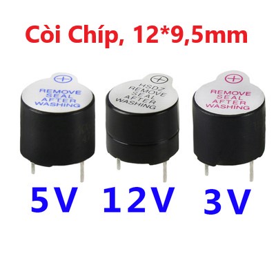 Còi chíp, còi báo, còi 3v, 5v, 12v 12*9,5mm