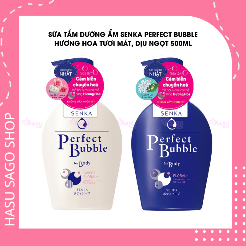 Sữa tắm dưỡng ẩm senka perfect bubble hương hoa tươi mát dịu ngọt 500ml