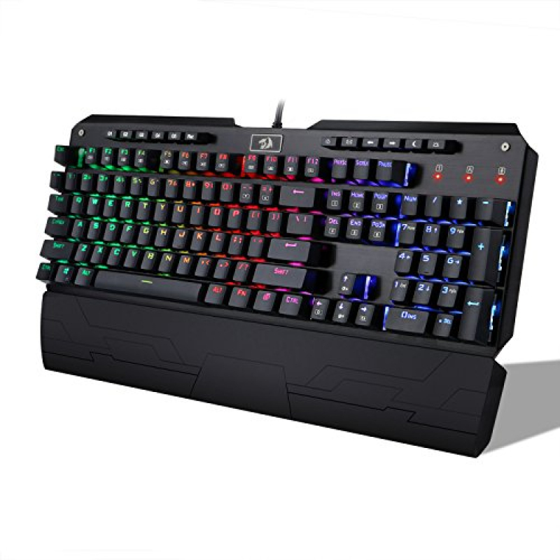 Redragon K555 Mechanical Gaming Keyboard with Blue Switches, Macro Recording, Wrist Rest, Full Size, Indrah, for Windows PC Gamer (RGB LED Backlit) Singapore