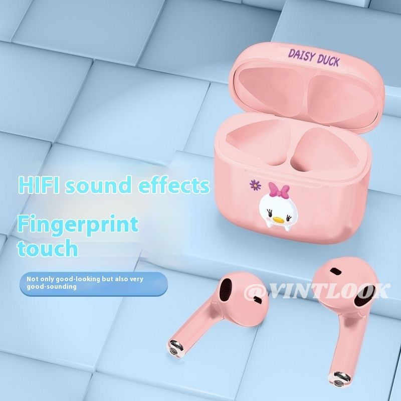 VINTLOOK Cute Daisy Duck Wireless Earbuds with HIFI Sound and Touch Control ราคา 106 บาท*ส่งฟรี