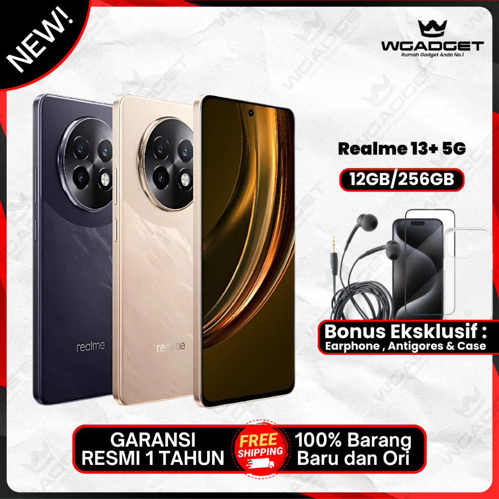 Realme 13+ Plus 5G [12/256 GB] NFC Garansi Resmi Harga 4,599,000 rupiah*Gratis Ongkir