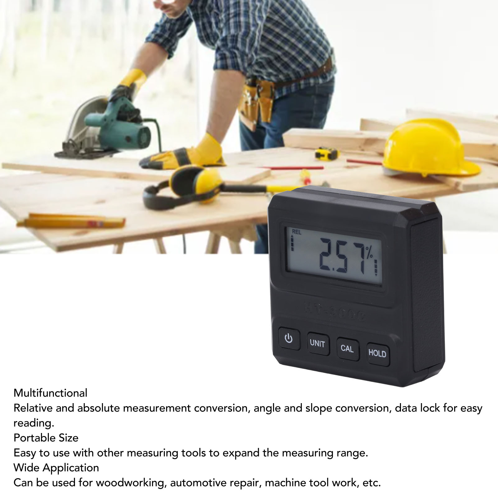 Dụng cụ đo góc hộp đo góc kỹ thuật số để bảo dưỡng ô tô với chức năng lưu dữ liệu nhựa ABS xây dựng di động 0.05 ° Độ chính xác 4x90 ° Phạm vi đo lường