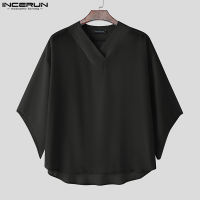 Incerun baggy thoáng khí T-Shirts cho nam giới xuyên thấu 3/4 Tay áo đồng bằng đi chơi cho nam của Quần áo (phong cách phương Tây) #0616