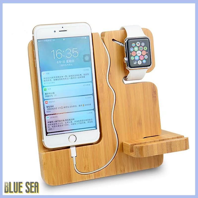 bluesea Wooden Bedside Wood Phone Docking Station Holder Wallet Stand Watch Storage Rack Valentines Multifunctional ราคา 415 บาท*ส่งฟรี