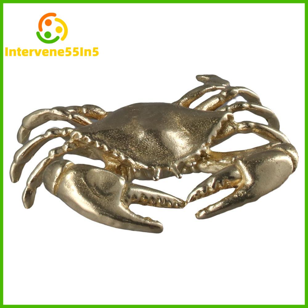 INTERVENE55IN5 Vàng Tượng cua nhỏ Cua Đồng thau Trang trí hình con cua Thời trang Tượng cua Nhà