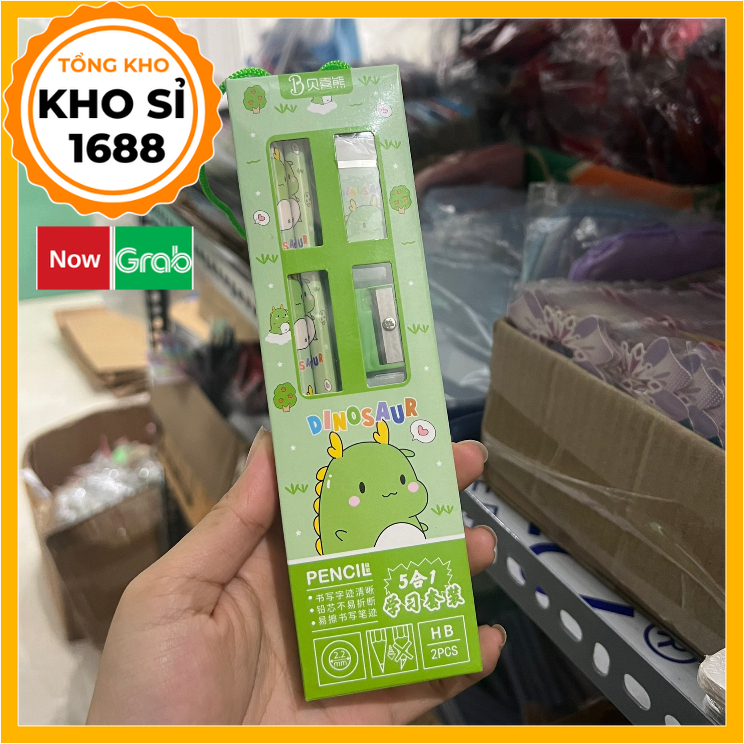 Đồ dùng học tập 5 chi tiết cute quà tặng học sinh - set quà tặng dụng cụ học tập giá rẻ E1422