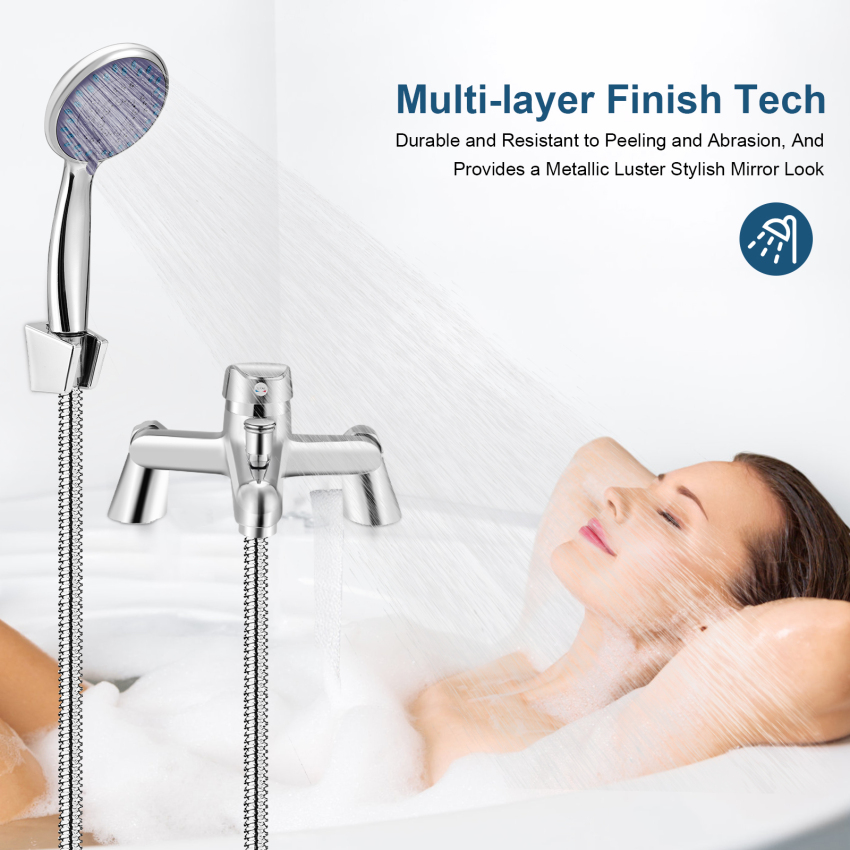 Hiện đại phòng tắm nhà tắm Mixer vòi với đầu vòi sen Chrome một cần bơm gắn cố định monobloc bồn tắm Filler vòi đồng thau rắn, miễn phí tiêu chuẩn Vương quốc Anh phù hợp bao gồm