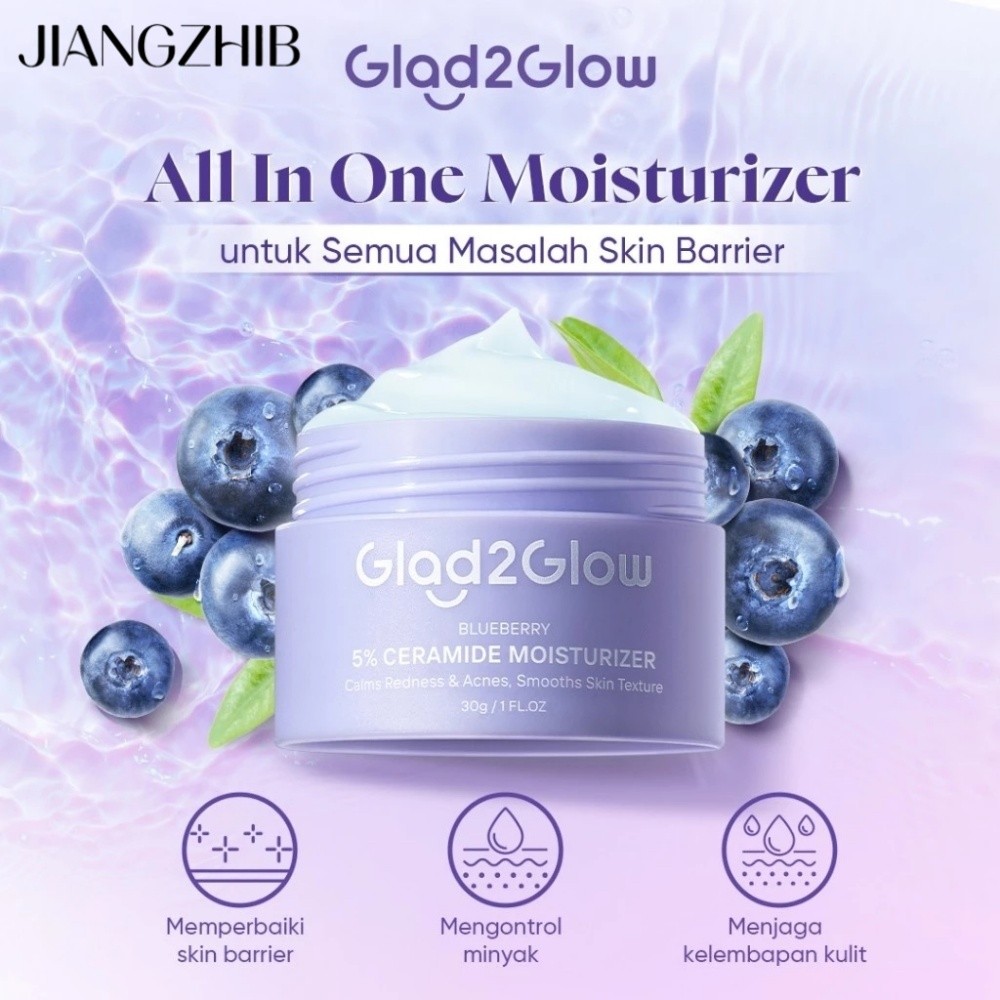 JIANGZHIB【ส่งจากไทย】Glad2Glow ครีมบำรุงผิวหน้า 3 กลิ่น (พีช+บลูเบอร์รี่+ทับทิม) กระชับผิว ชุ่มชื้น 30g ราคา 19 บาท*ส่งฟรี
