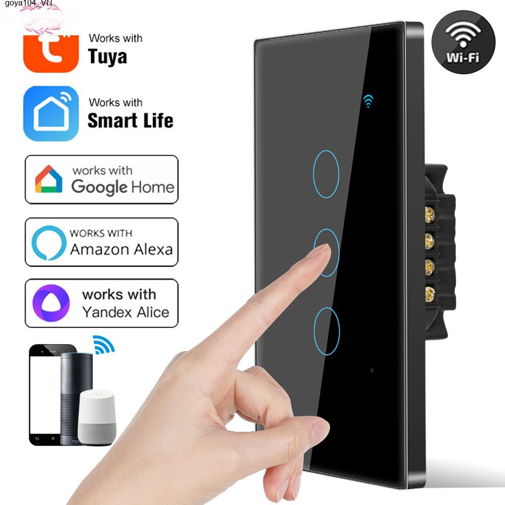 Công tắc cảm ứng thông minh, không có ổ cắm Wifi, kính Alexa 110-240V 10A trung tính, tuya Google livebecool