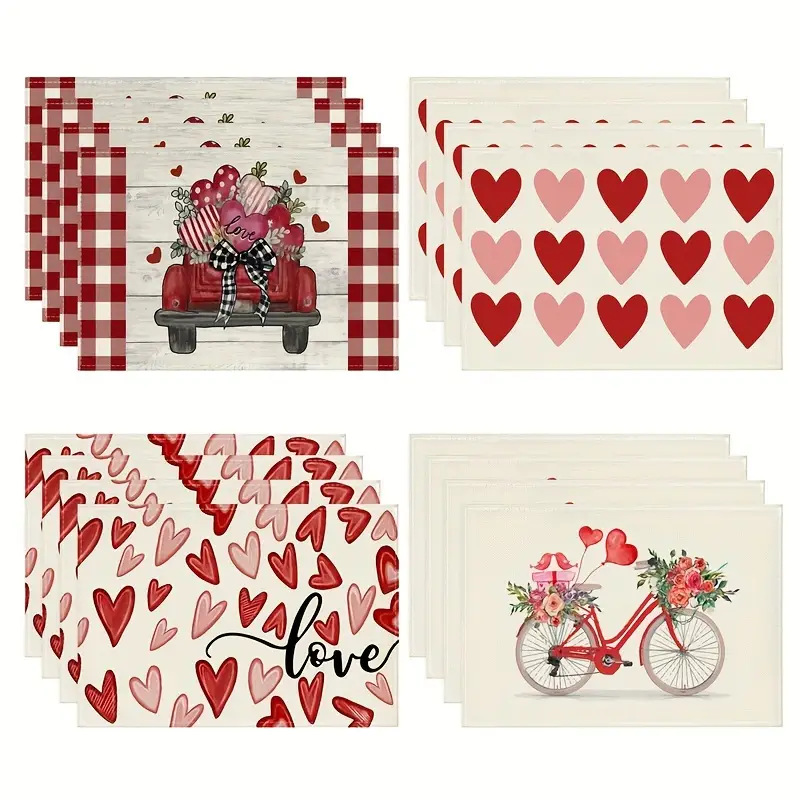 4pc Valentine S Day Decor Heat Resistant Placemats Coffee Table Decoration table mat ราคา 645 บาท*ส่งฟรี
