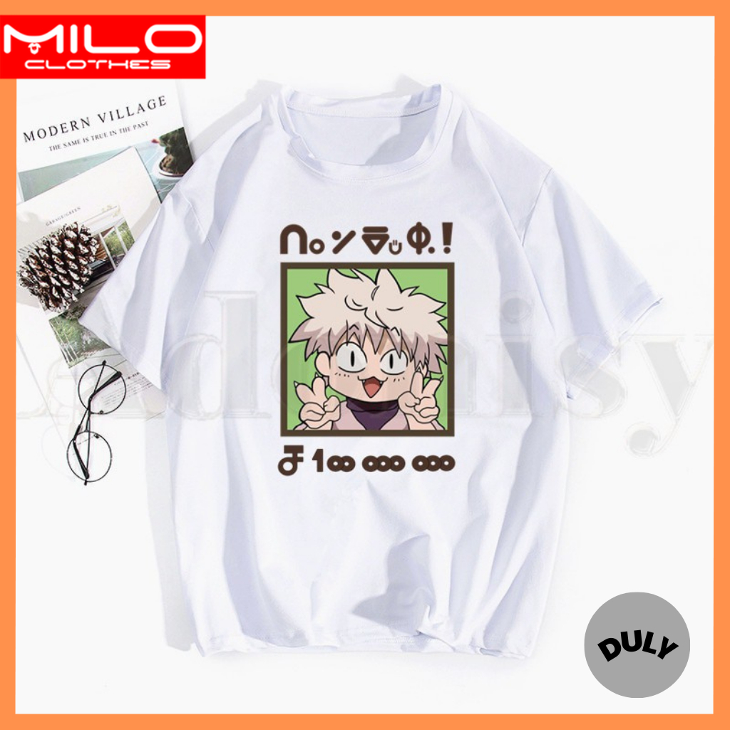 Áo thun Hunter X Hunter, Áo Anime Killua Zoldyck Baka Anime Japan hình in sắc nét, Chất liệu cotton thoáng mát