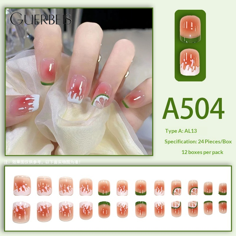 GUERBEIS Trendy Handmade False Nails Easy Apply Nail Art Tips Reusable Manicure ราคา 24 บาท*ส่งฟรี