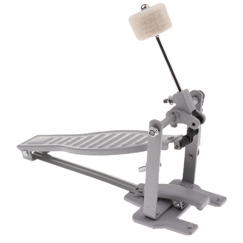 Aluminium Alloy Single Spring Bass Children Drum Pedal Adjustable Stroke with Wool Beater Percussion Replacement Accessories Silver