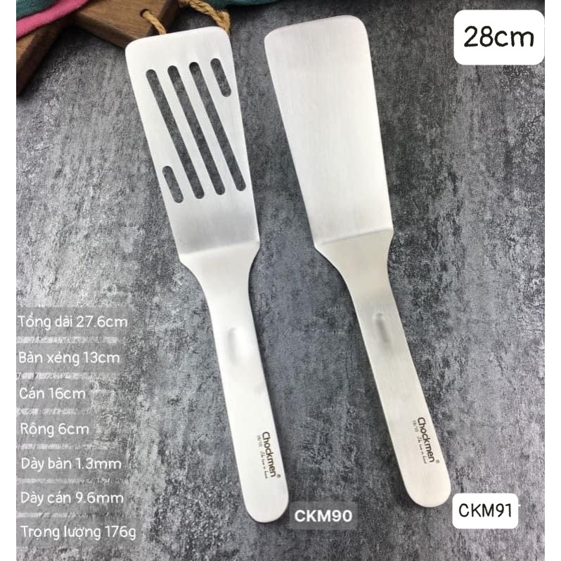 Xẻng inox lật thức ăn dụng cụ lật thức ăn chockmen 28cm ckm90 và ckm91