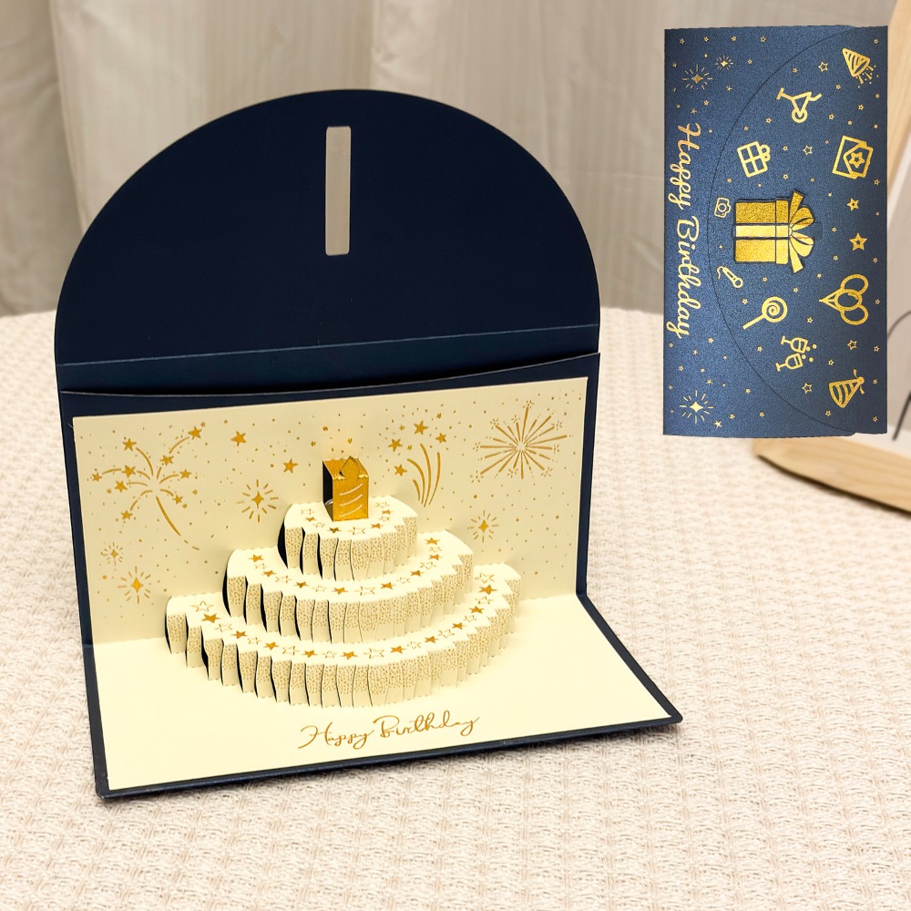 LUXEMO 3D Pop-Up Birthday Red Envelope Greeting Card Can Hold 1-20 Cash Foldable Red Envelope Greeting Card Gold Years Money Red Envelope Surprise Gift