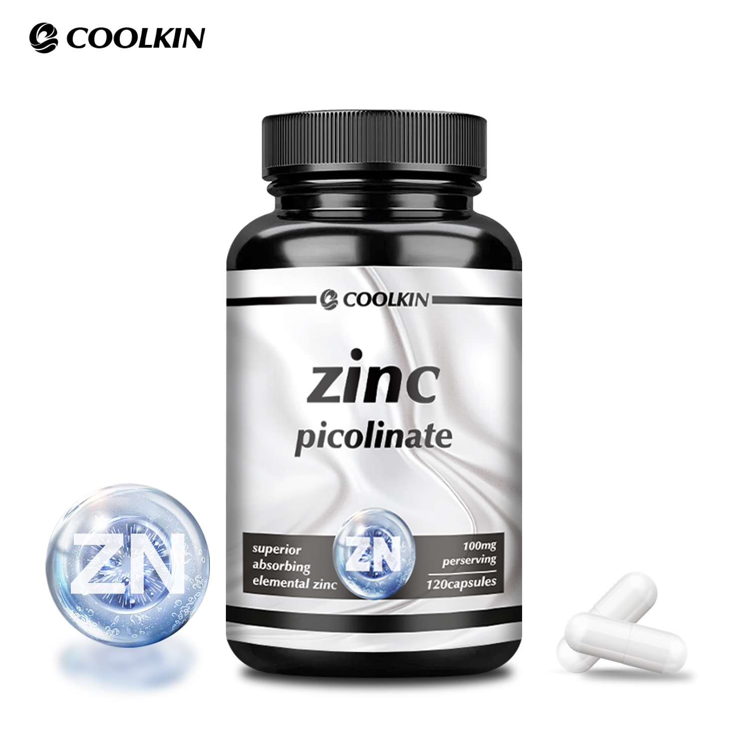 Viên nang Coolkin Zinc Picolinate, 100mg kẽm dễ hấp thụ giúp hỗ trợ miễn dịch, 120 viên nang.