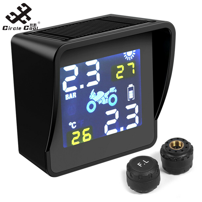 Vòng tròn mát 1 Bộ giám sát áp suất lốp hệ thống báo động năng lượng mặt trời Charing IP65 LCD không thấm nước độ chính xác cao hiển thị cảm biến thiết bị giám sát