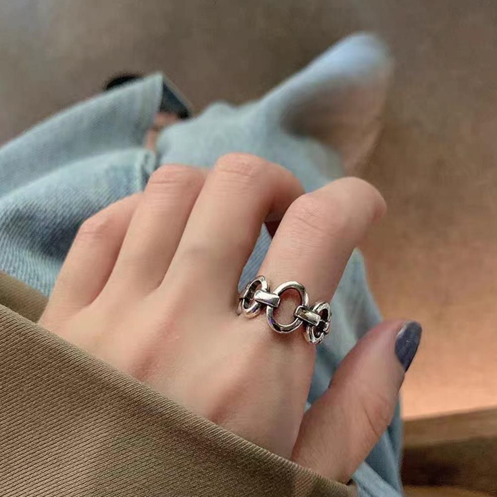 ALICE XU Tươi Ngọt ngào Thiết kế mở Trang sức cổ điển Trang sức cặp đôi Có thể điều chỉnh Phụ kiện phong cách Hàn Quốc Nhẫn rỗng Hợp kim Nhẫn nữ tròn