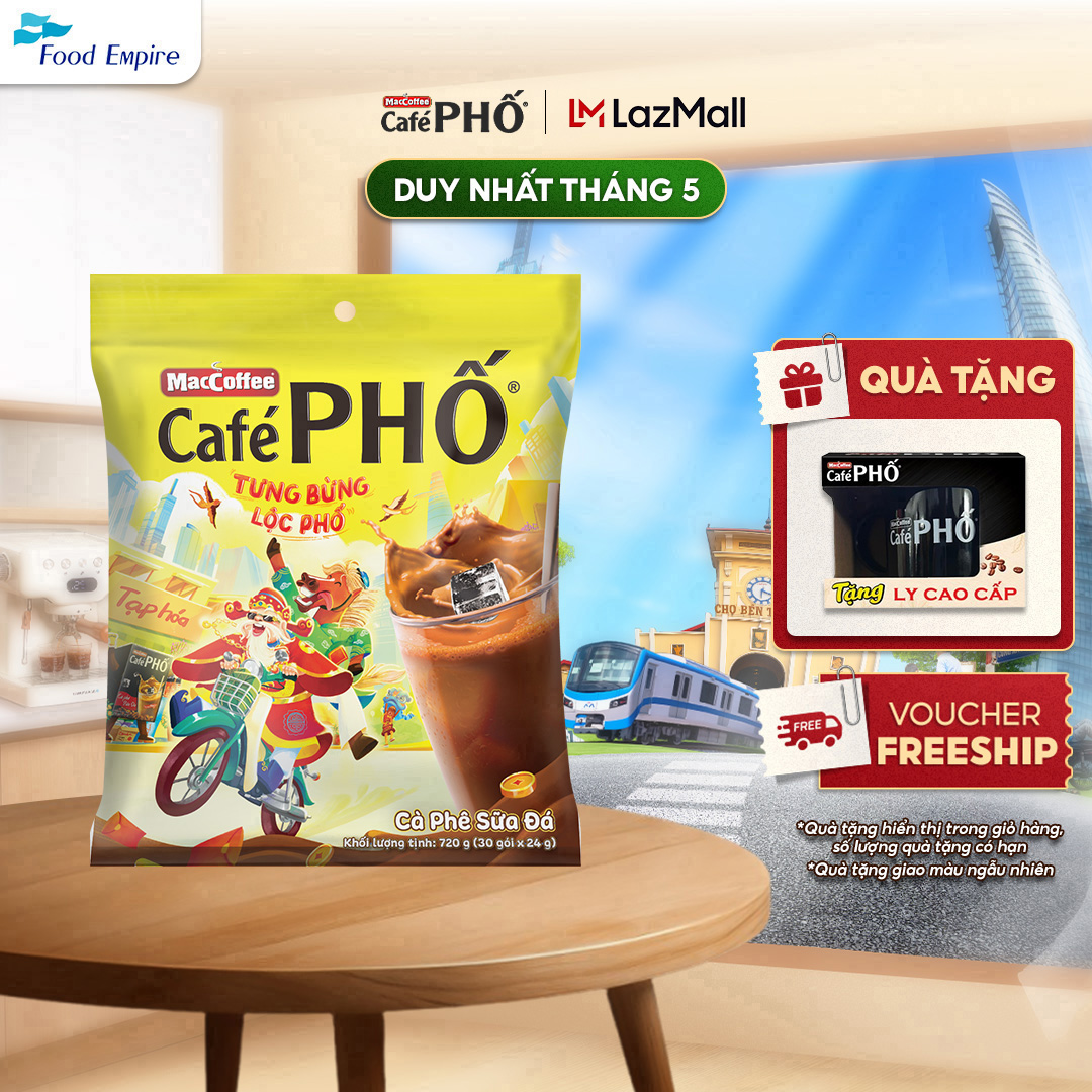 [Bao bì Tết] Túi Cà phê Phố Sữa Đá - Maccoffee (túi 30 gói x 24g)