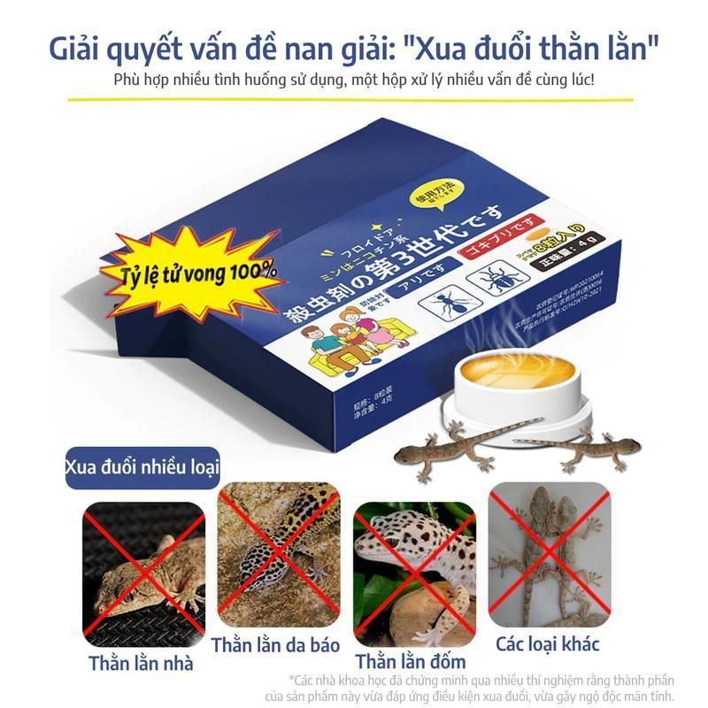 24 Viên Đuổi Thằn Lằn (Thạch Sùng), Tắc Kè, Nhóm Bò Sát 1 gói 8 viên - Nhật bản