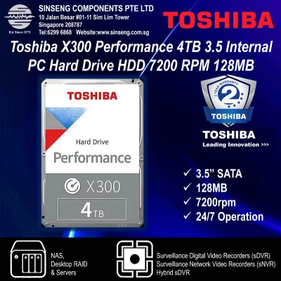 Toshiba X300 Performance 4TB 3.5 Internal PC Hard Disk Drive HDD 7200 RPM 128MB - 4TB HDD