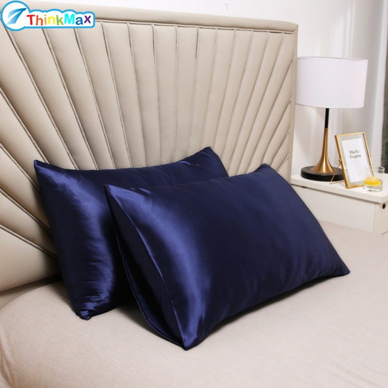 2pcs Pillowcase, Artificial Silk Soft Breathable Skin-friendly Solid Color Cushion Cover With Hidden Zipper, Satin Pillow Case For Hair Skin 51x76cm ราคา 154 บาท*ส่งฟรี