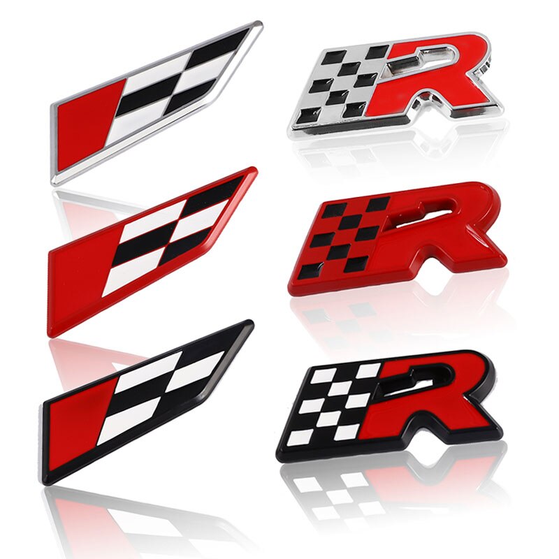 3D Car R Logo Cupra Rear Trunk Emblem Sticker Front Hood Grill Badge