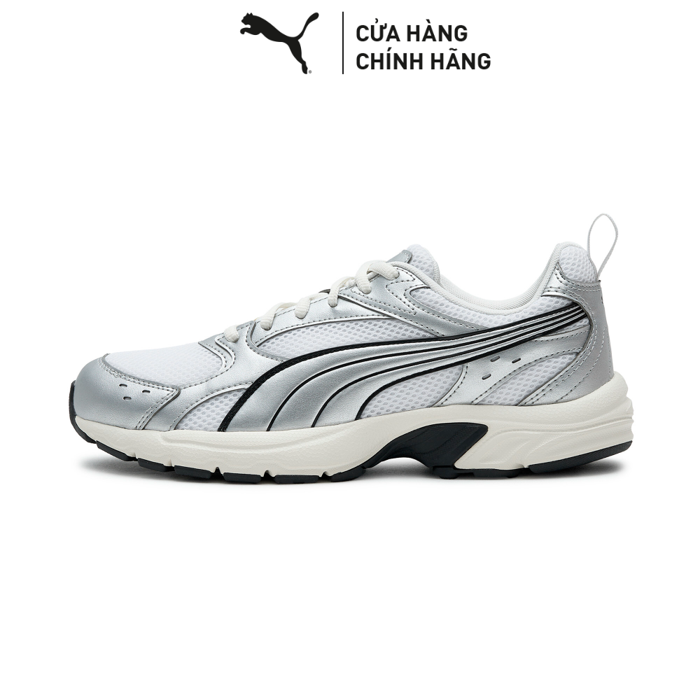 Giày Thể Thao PUMA Unisex Milenio Tech LT White-Silver-Feather Gray Màu Trắng