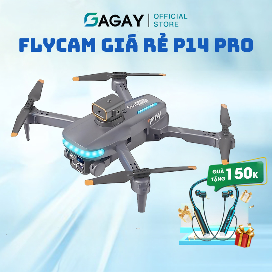 Flycam P14 pro, máy bay điều khiển từ xa, flycam giá rẻ tránh va chạm, nhỏ gọn, dễ dùng, camera kép