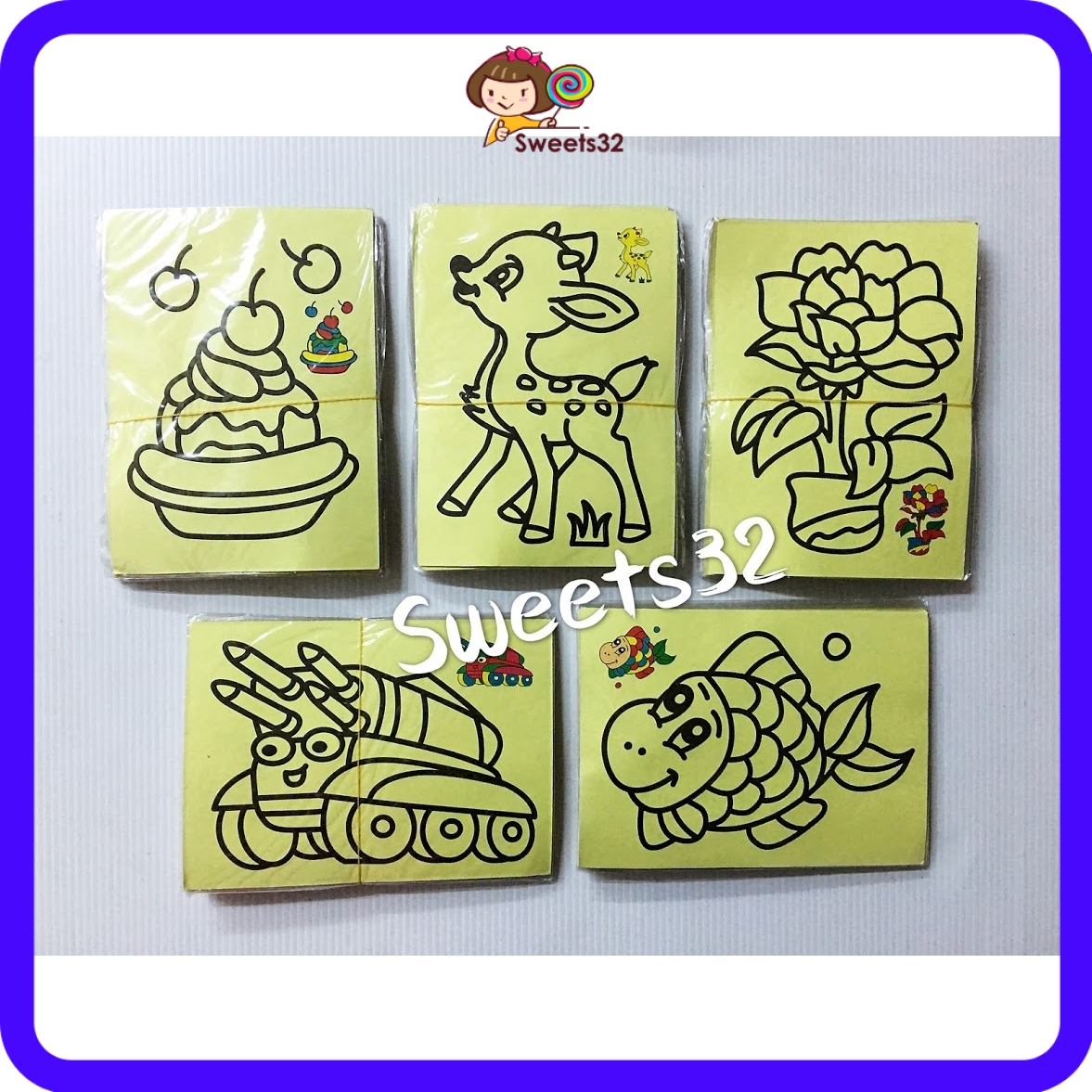 (36pcs +-) Kids DIY Colorful Sand Painting Art Creative Drawing Early Learning for Children suitable for party bag