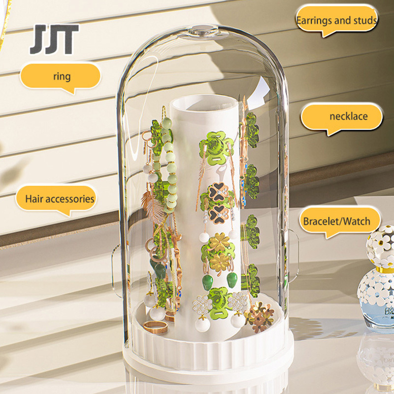 JJT Mỹ phẩm lưu trữ hộp xoay hộp lưu trữ cọ trang điểm lưu trữ ngăn hộp hoàn thiện ống lưu trữ máy tính để bàn kệ vỏ bọc chống bụi giá Son