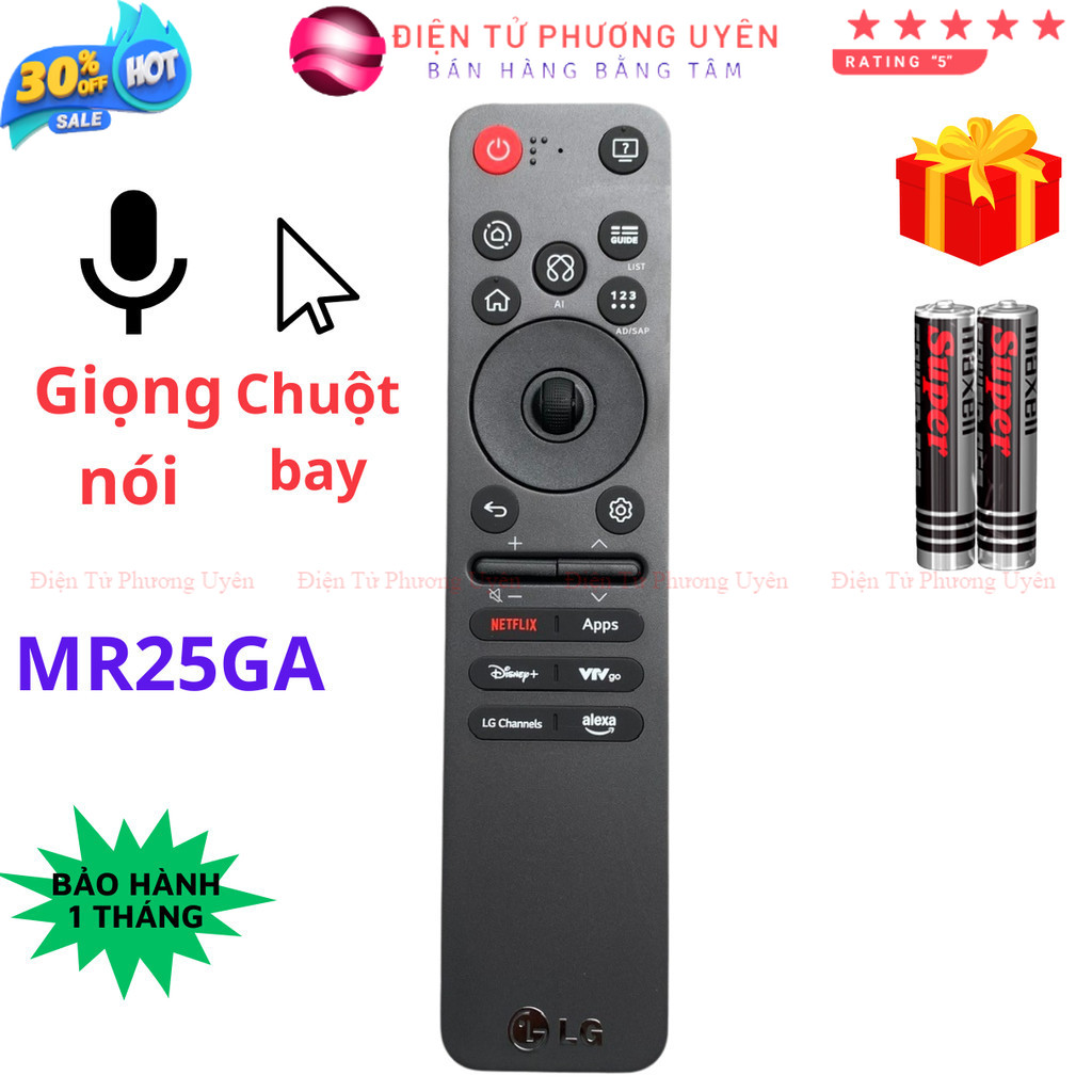 Remote Control for Lg Tv Mr25Ga Code 25 Voice, Air Mouse, Free Battery Included - Phuong Uyen Electronics