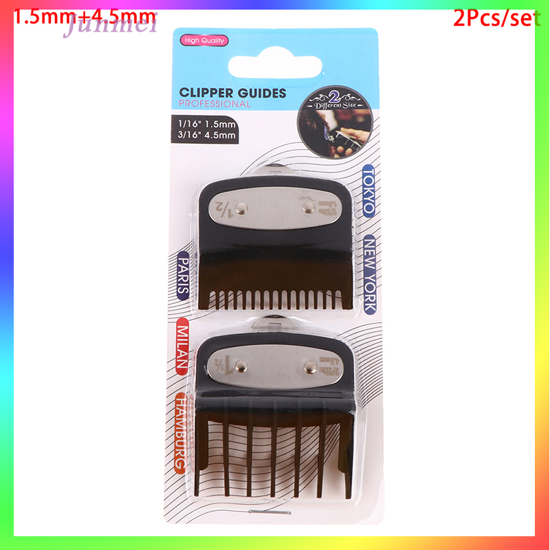 JUNMEI 2 3pcs chuyên nghiệp cắt hướng dẫn lược tóc Clipper giới hạn lược với kim loại Clip