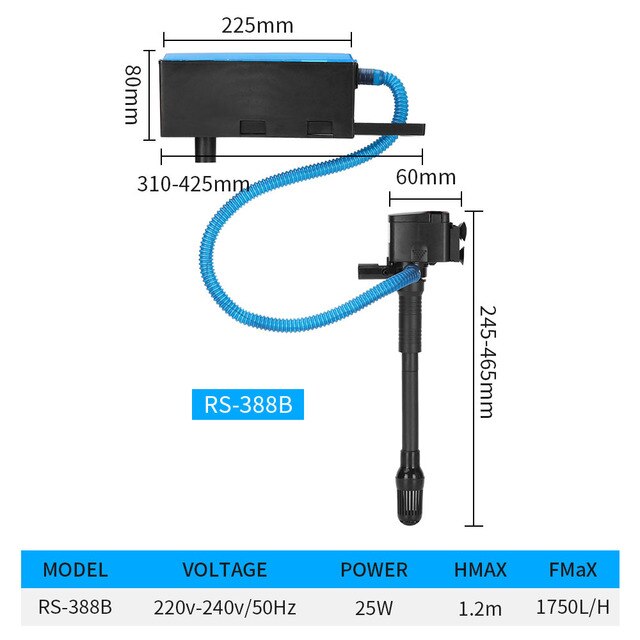 Support-Cod 3 In 1 Fish Submersible Pump Ac220~240v Filter Pump Oxygen Filter Small Fish Filter Adjusted Retractable Filter