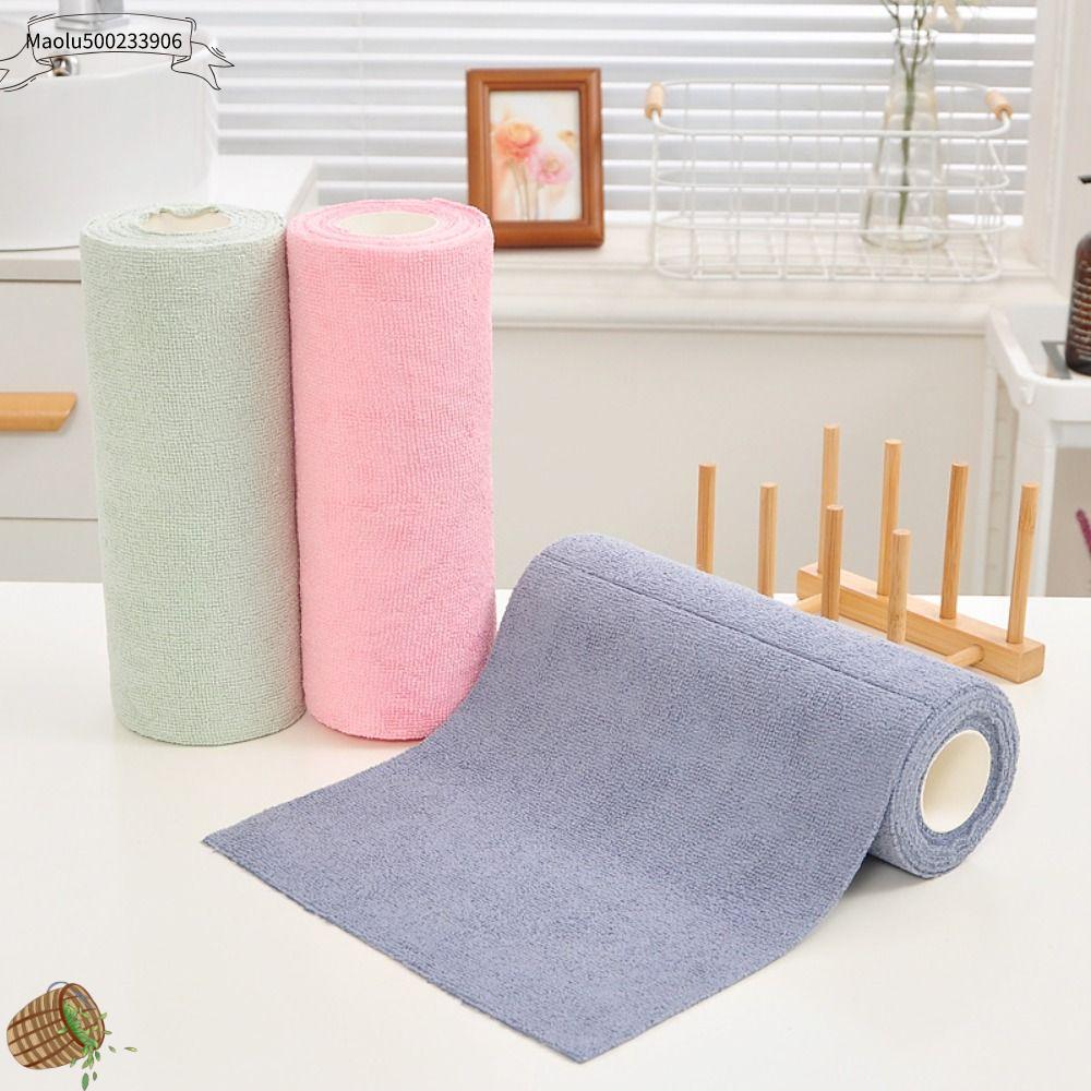 MAOLU500233906 20PCS/Roll Tái sử dụng Khăn vi sợi Thay thế Thấm hút Khăn lau bát đĩa nhà bếp  Khăn lau nhà Giẻ lau đĩa dầu chống dính
