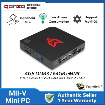 New MII-V J3355 Mini PC (Pre-activated Win 10 Pro) 4GB+64GB Intel Celeron J3355 Dual-Core BT 2.4G/5G WIFI HD VGA Gigabit Internet Mini Computer