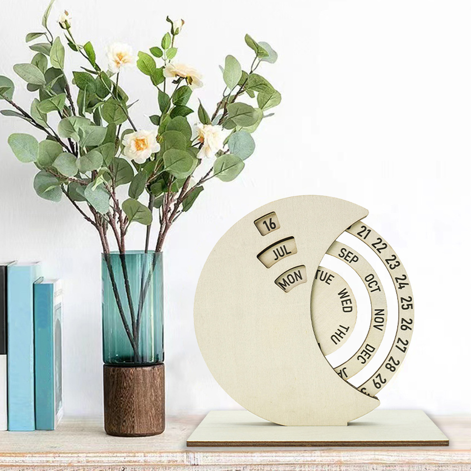 High-quality Perpetual Calendar Rotatable Perpetual Calendar Vintage Wooden Rotating Perpetual Calendar Desk Decor Home Office School Decoration