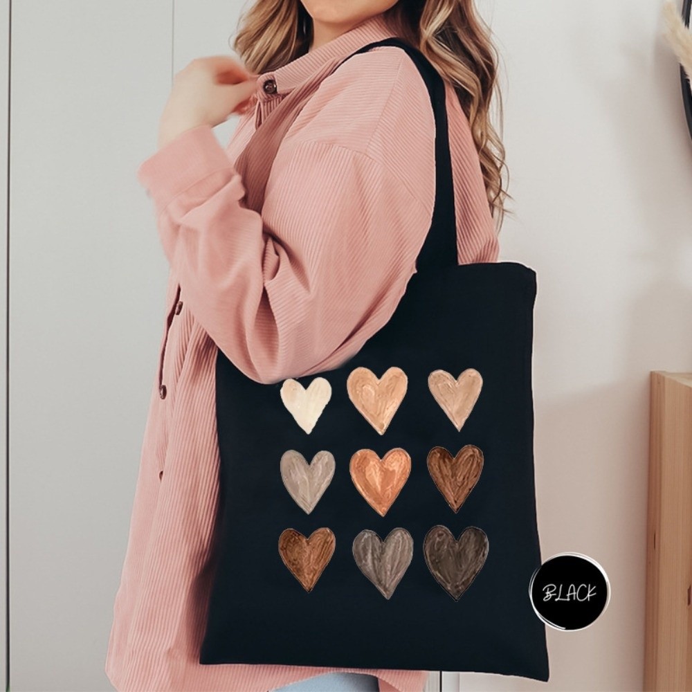 TEENIE WEENIE SPORTS In hình trái tim màu nước Túi đeo vai bằng vải canvas Tối giản Dung lượng lớn Túi xách Thường ngày Harajuku Túi xách đường phố Túi xách nữ - 6