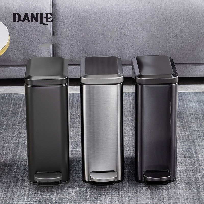 Garbage can living room light luxury kitchen pedal type cleat garbage can household bathroom narrow cleat Stainless steel ราคา 586 บาท*ส่งฟรี