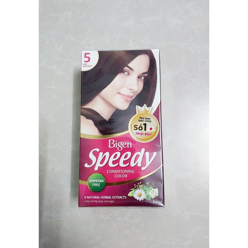 Thuốc nhuộm tóc bạc Bigen Speedy Conditioning Color nâu hạt dẻ đậm