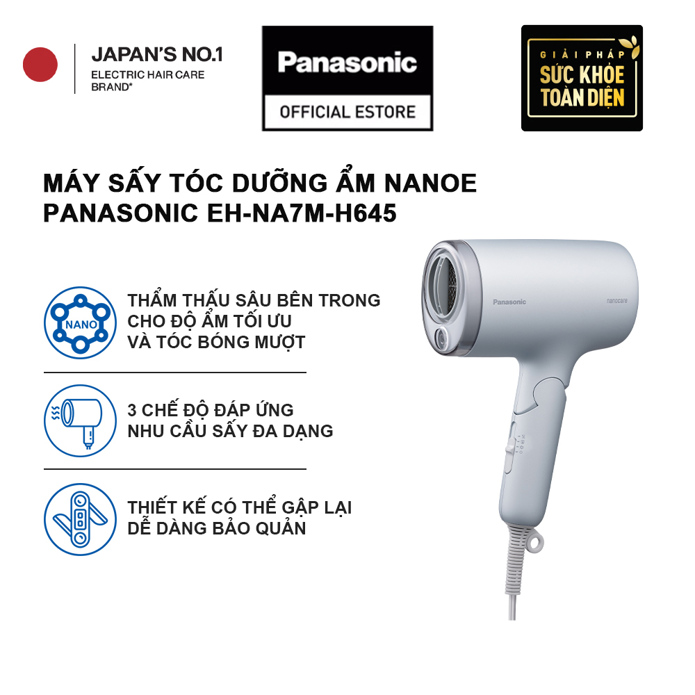 [Độc quyền Online]Máy sấy tóc dưỡng ẩm nanoe Panasonic EH-NA7M mái tóc khỏe và đẹp hơn - thiết kế có thể gập lại - 3 chế độ luồng khí