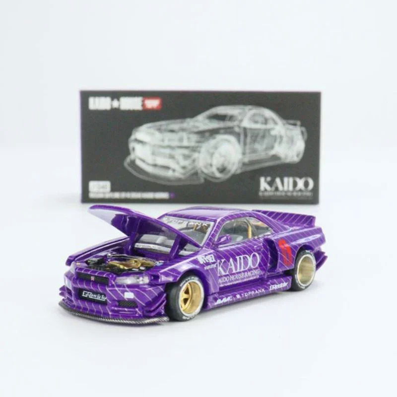 GT-R Kaido House minigt Nissan Skyline (R34) Áo Kaido Yourself V1 Đồ chơi mô hình ô tô đúc mg048 đồ chơi trang trí quà tặng