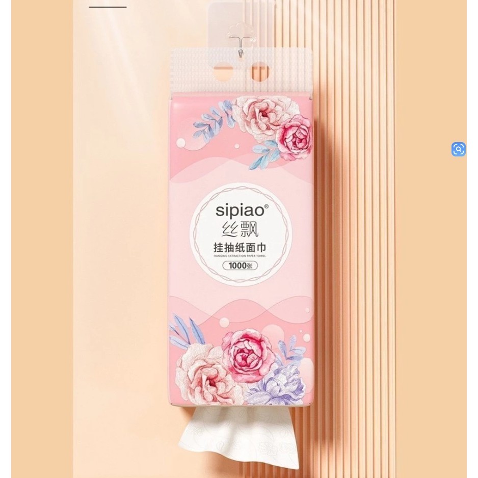 GIẤY TREO ĐA NĂNG SIPIAO HOA HỒNG, KHĂN RÚT TREO TRƯỜNG 4 LỚP MỖI BỊCH 1000 TỜ DAI MỀM TỪ BỘT TRE, GIẤY RÚT TREO TƯỜNG