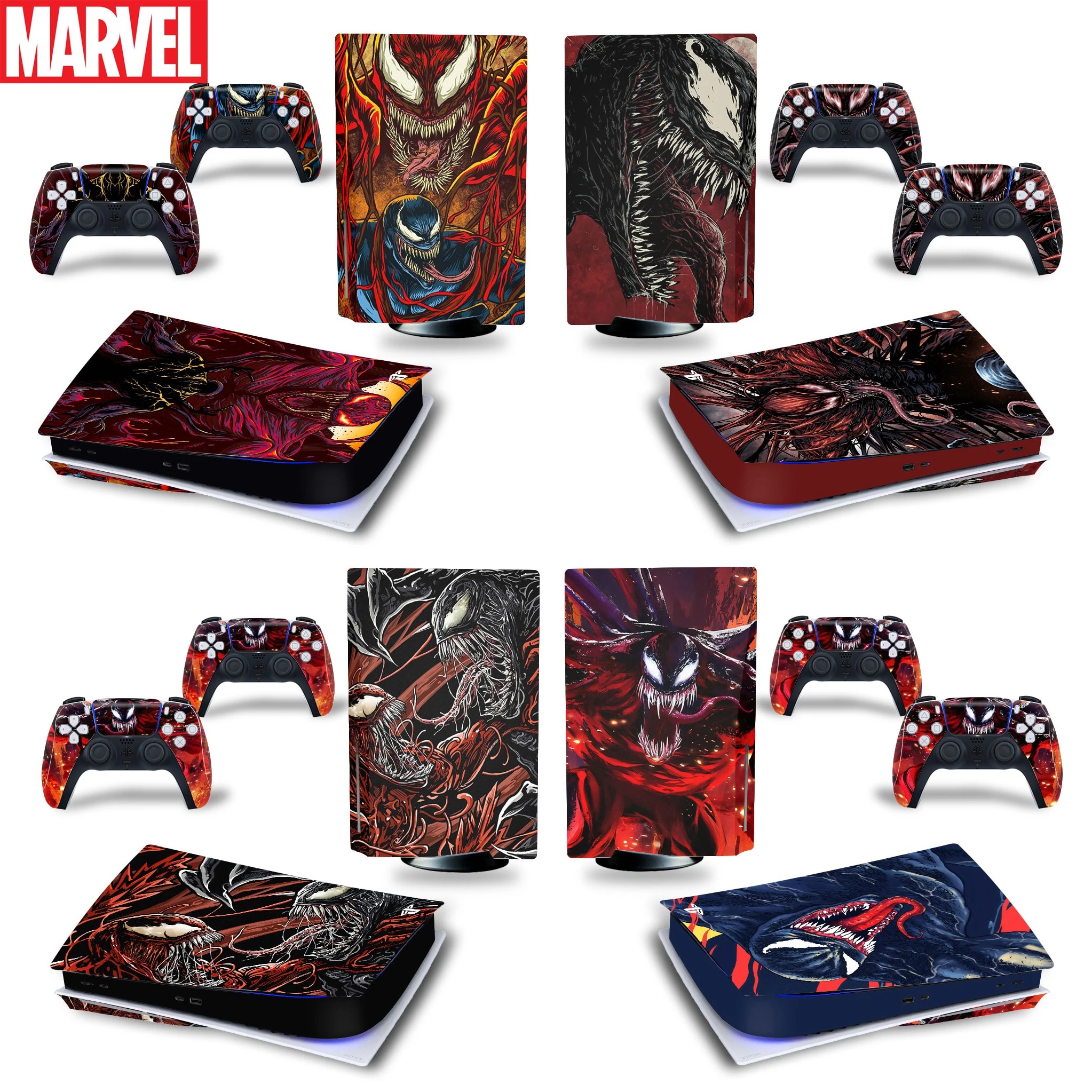 【Popular choice】 Venom Carnage Ps5 Disc Edition Skin Sticker Decal For 5 Console And 2 Controllers Ps5 Disc Skin Sticker Vinyl