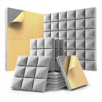 (LAA1) 12 Pack Sound Proof Foam Panels with Self-Adhesive 12 x 12 x 2 Inches Acoustic PanelsSoundproof Wall Panels Gray